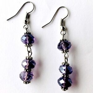 Pretty Crystal Amethyst Colour Drop Mediterranean Earrings